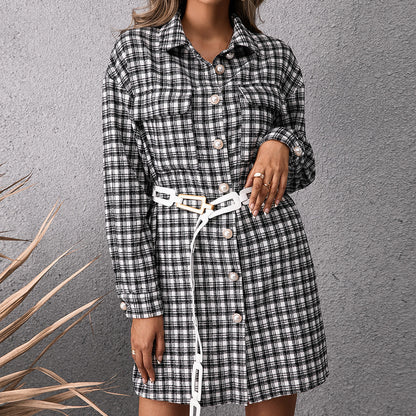Robe chemise à carreaux pour femme Chic und Stil
