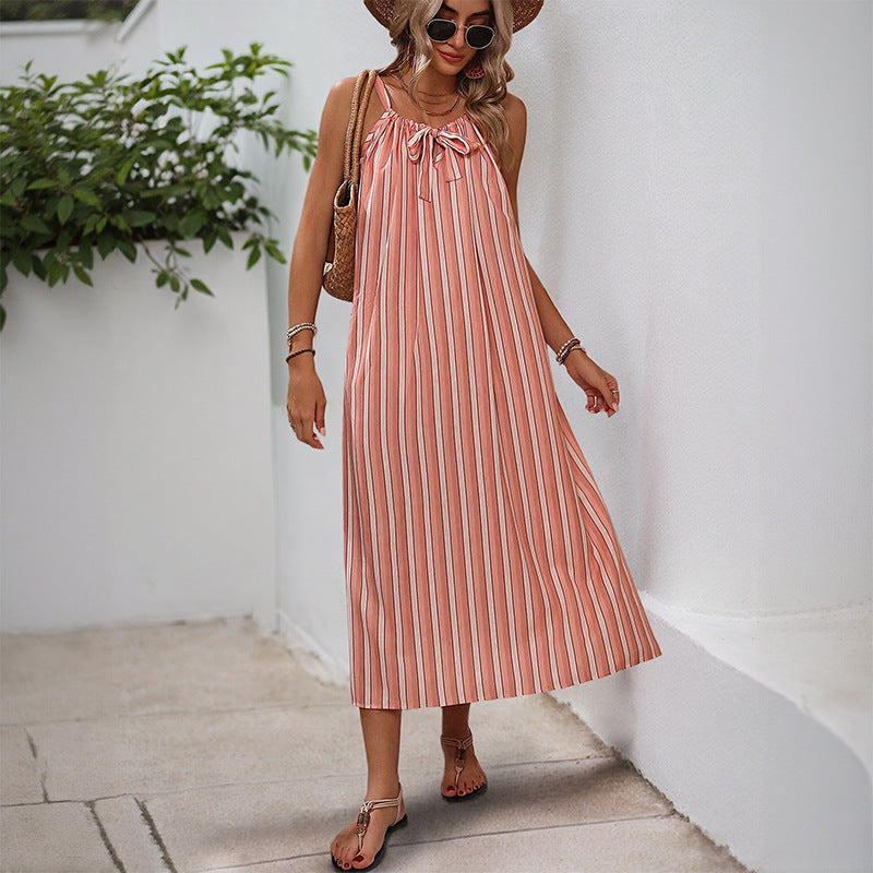 Robe d'été maxi rayée pour femme avec cordon ajustable Chic und Stil