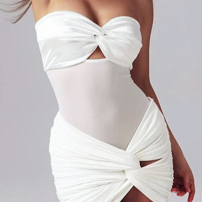 Robe portefeuille off-shoulder pour femmes avec un nœud raffiné Chic und Stil