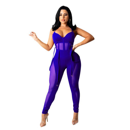 Chic und Stil Women's Mesh Panel Jumpsuit