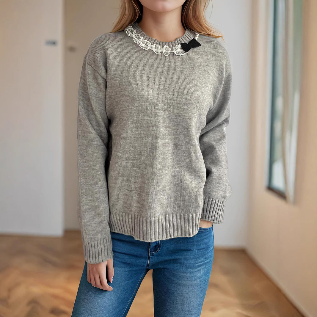 Pull décontracté pour femmes avec col décoratif Chic und Stil