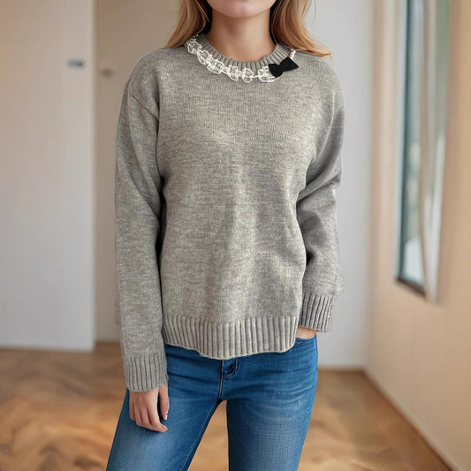 Pull décontracté pour femmes avec col décoratif Chic und Stil