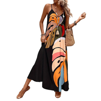 Robe maxi femme avec motif de feuille créatif Chic und Stil