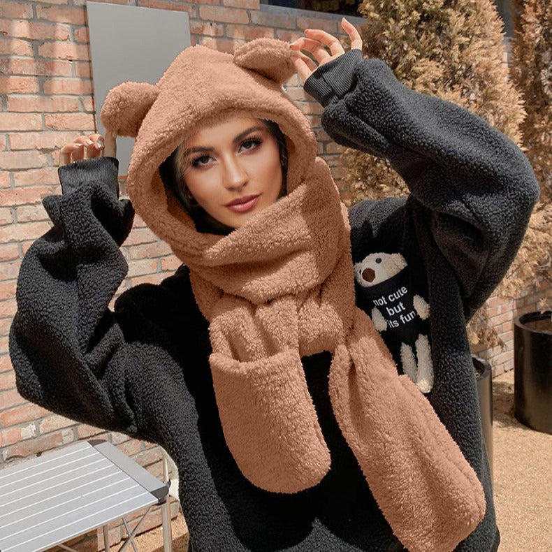 Dames Bonnet Douillet avec Écharpe Chic und Stil