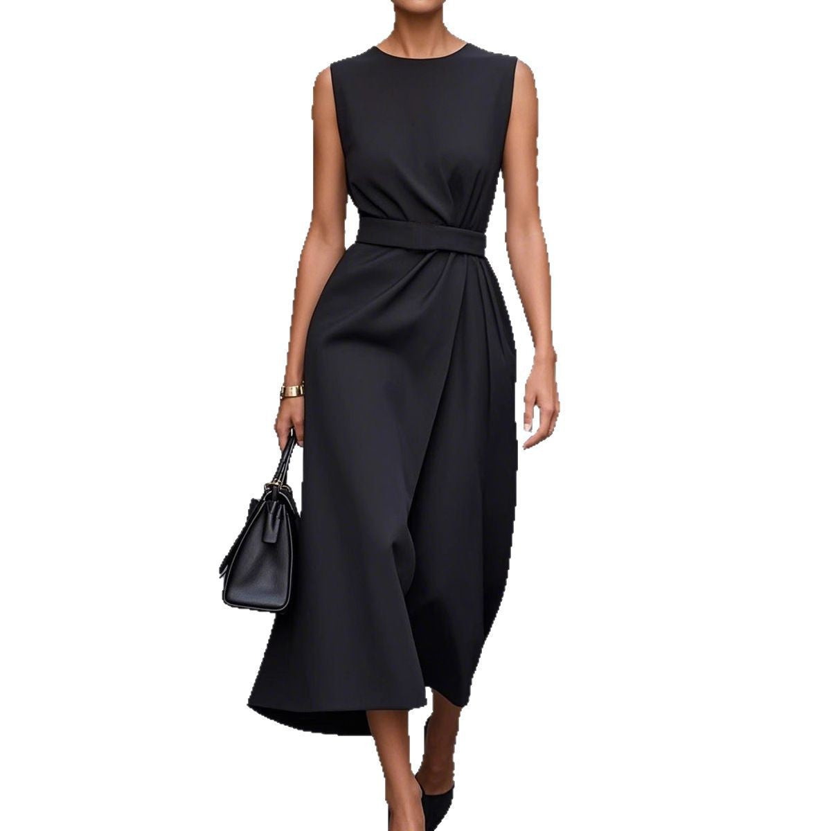 Robe maxi femme avec un design drapé élégant et une taille fine Chic und Stil