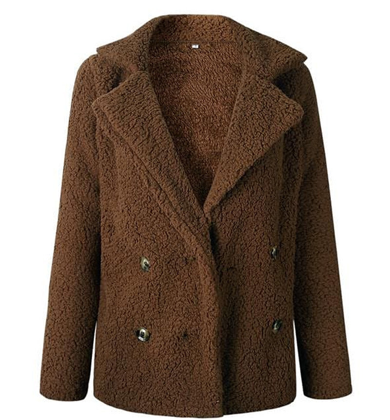 Dames Blazer en fausse fourrure à double boutonnage Chic und Stil