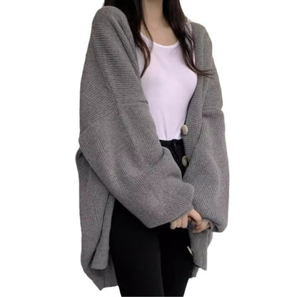 Dames confortable cardigan en tricot oversized avec de grands boutons Chic und Stil