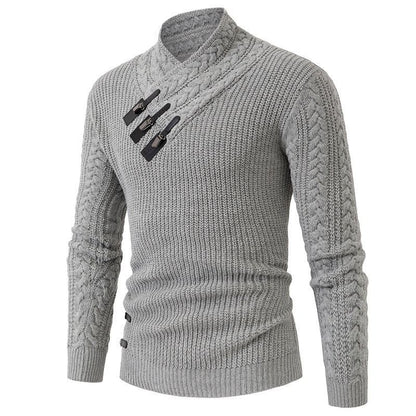 Pull en tricot pour hommes avec col asymétrique et zipper décoratif Chic und Stil