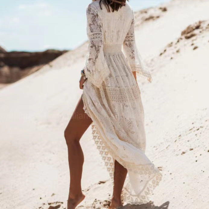 Robe de plage boho élégante pour dames avec des accents en dentelle et une coupe ample Chic und Stil
