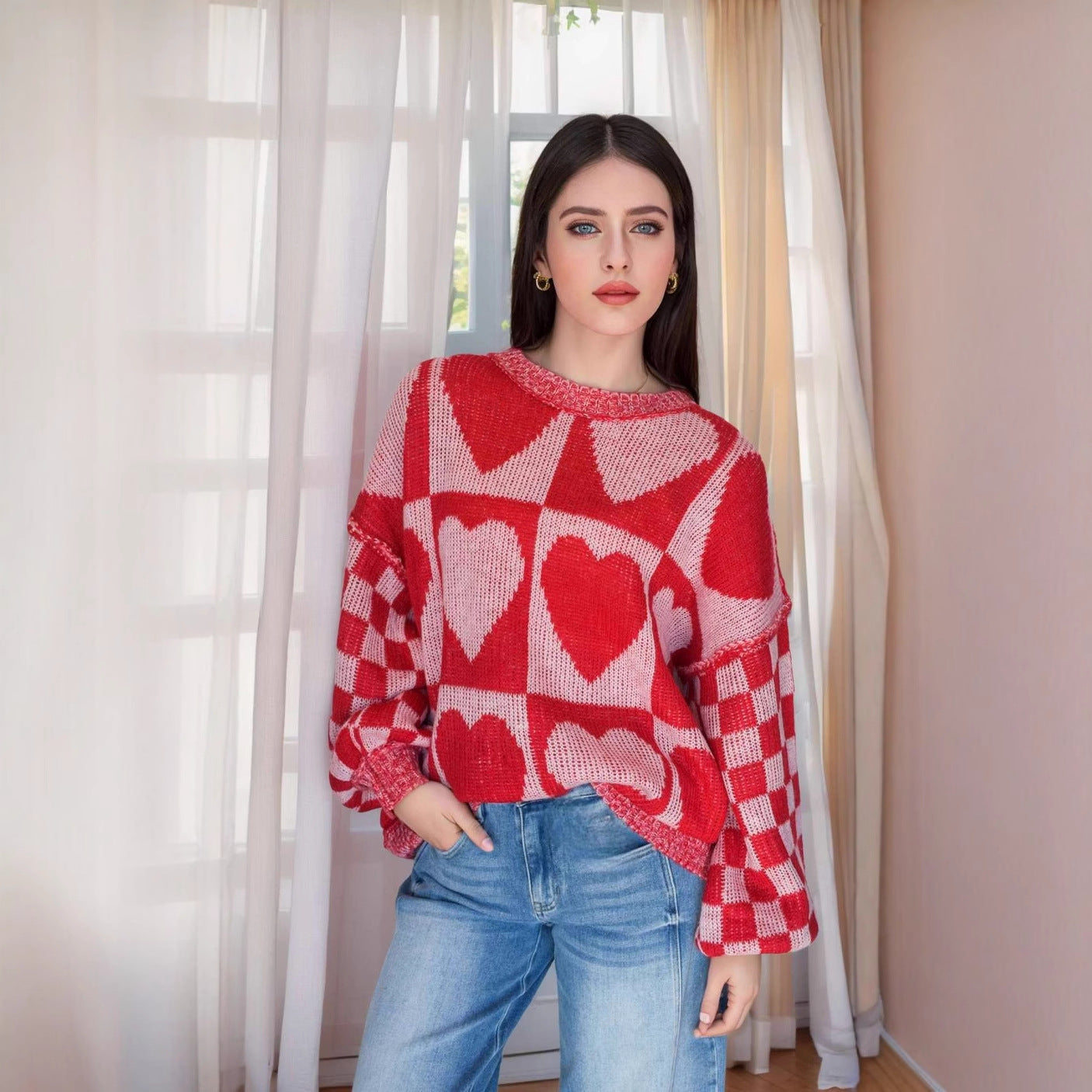 Pull en tricot à motifs de cœur pour femmes Chic und Stil