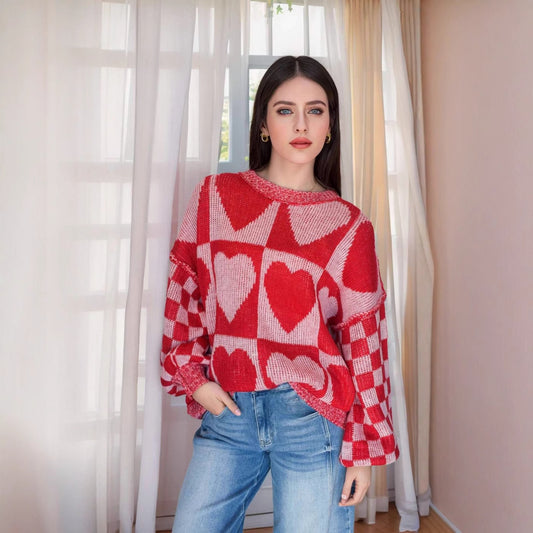 Pull en tricot à motifs de cœur pour femmes Chic und Stil