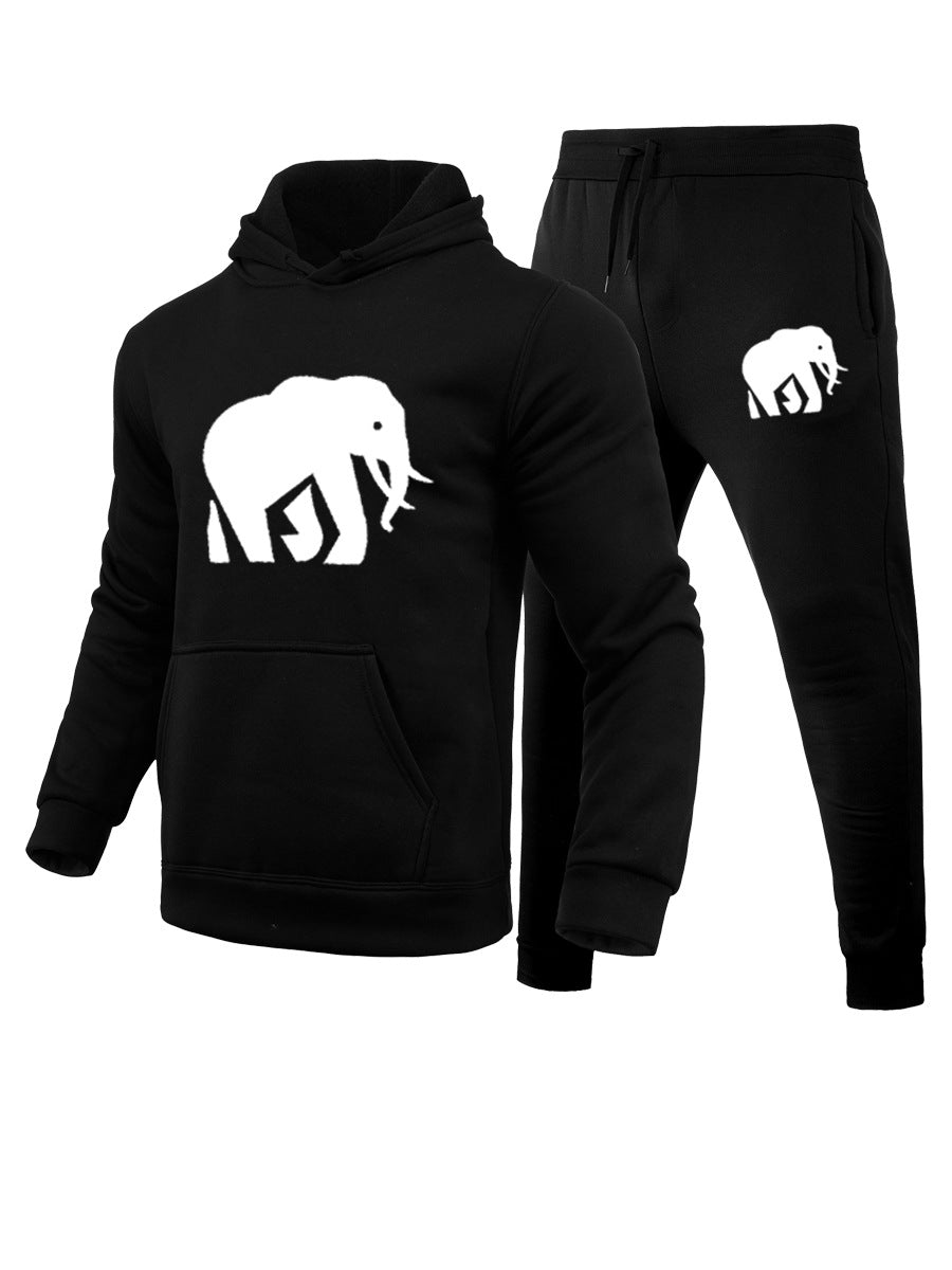 Hoodie and jogger pants set for ladies with a catchy elephant pattern Chic and Style