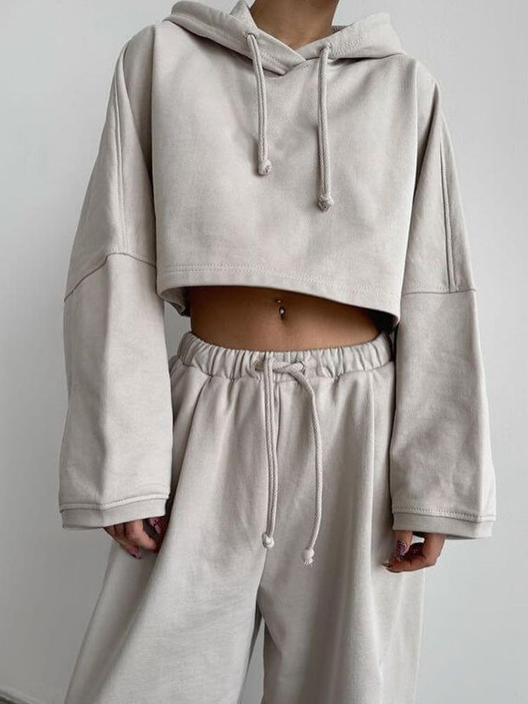 Dames cropped Hoodie avec manches larges Chic und Stil