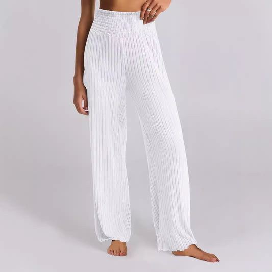 Chic and Style Wide Ribbed Palazzo Pants for Women