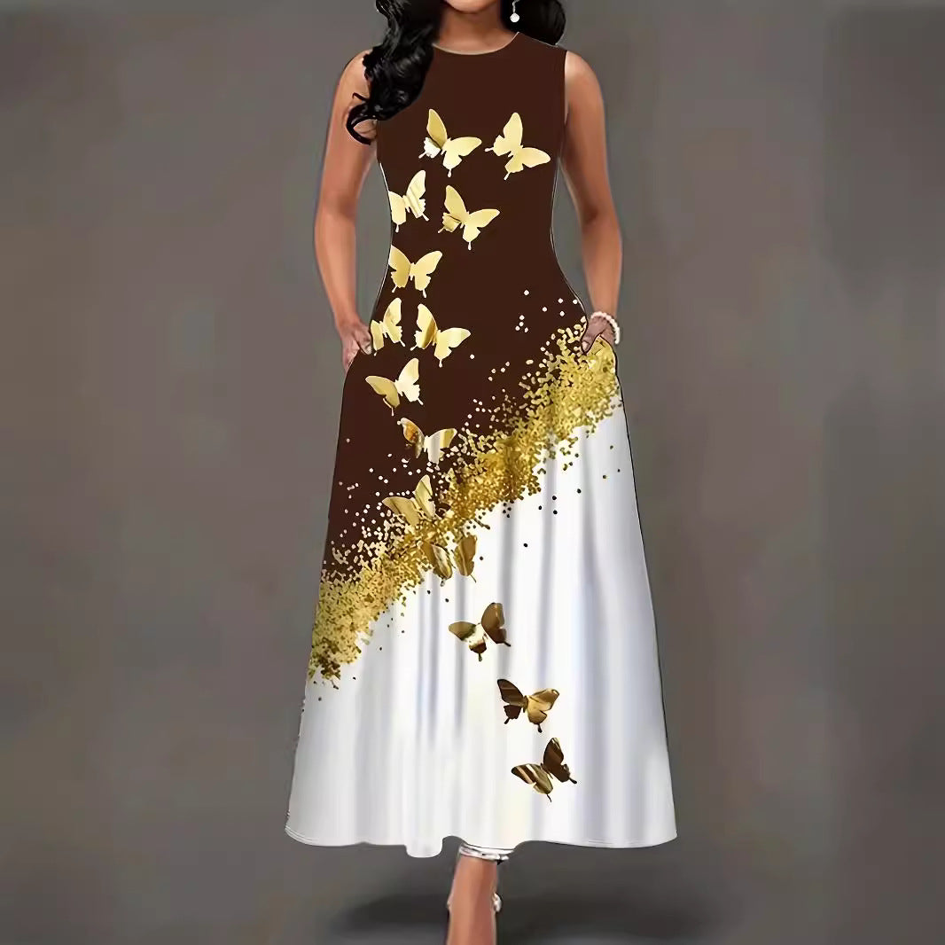 Robe maxi femme avec motif floral et poches pratiques Chic und Stil