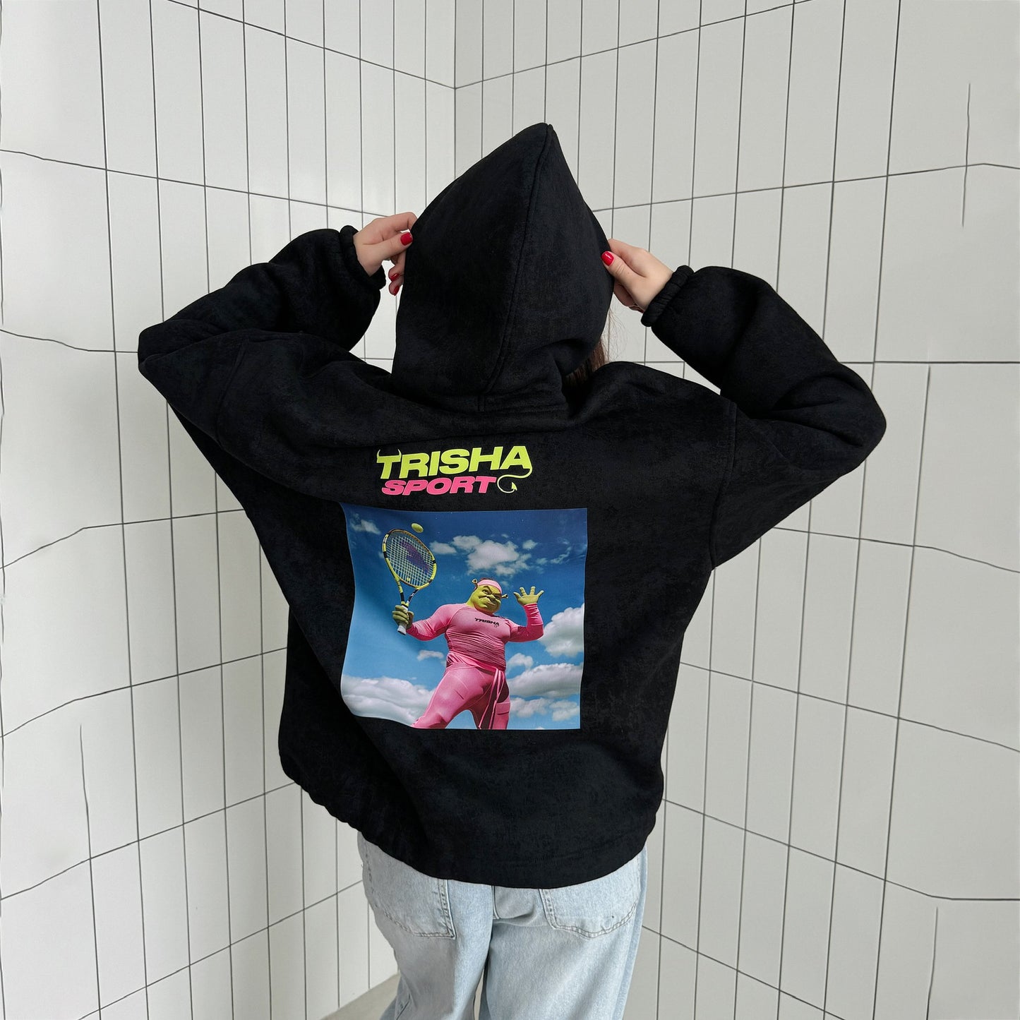 Dames Hoodie surdimensionné avec impression créative et capuche Chic und Stil