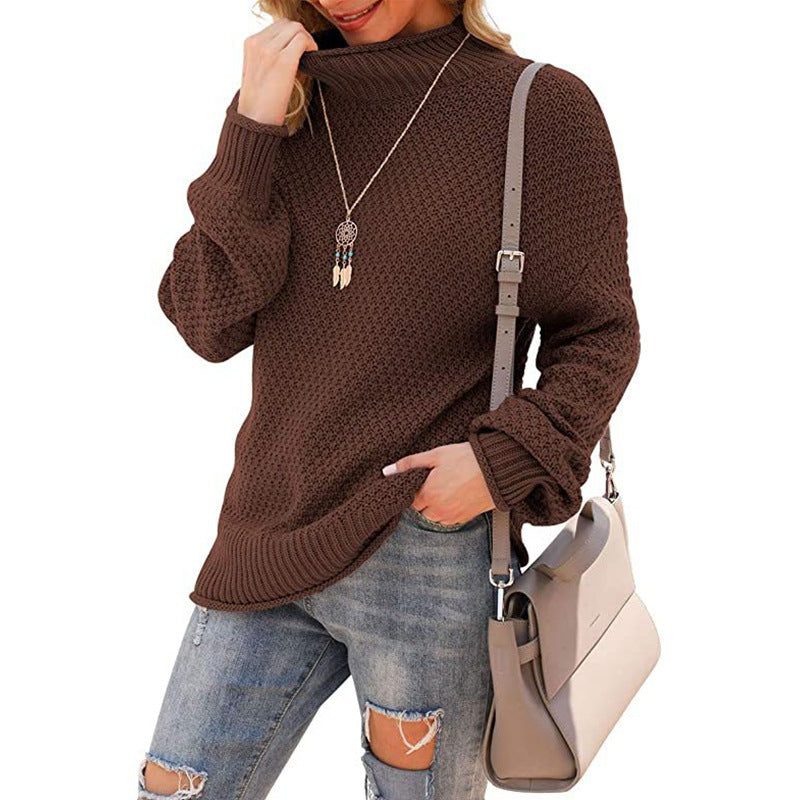 Pull en grosse maille pour femmes avec col haut et structure tendance Chic und Stil