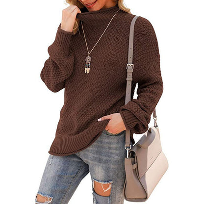 Pull en grosse maille pour femmes avec col haut et structure tendance Chic und Stil