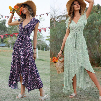 Robe maxi portefeuille pour femmes avec des manches fluides Chic und Stil