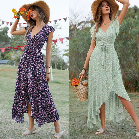 Robe maxi portefeuille pour femmes avec des manches fluides Chic und Stil