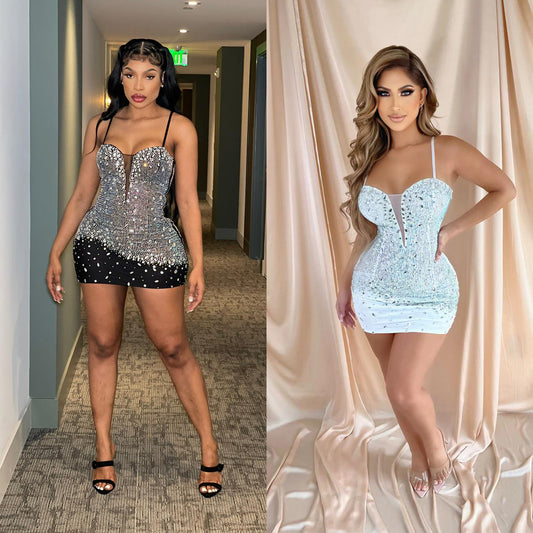 Robe Mini Bodycon Paillettes pour Femme Chic und Stil