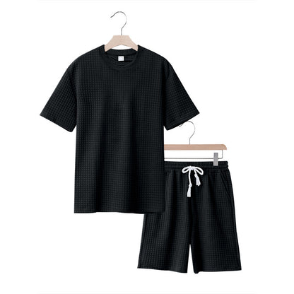 Ensemble décontracté à manches courtes pour femmes avec haut texturé et shorts Chic und Stil