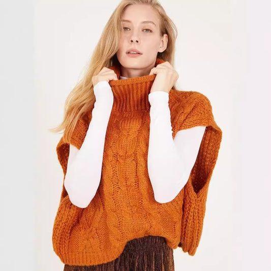 Pull en tricot tendance pour femmes avec col haut et motif en torsades Chic und Stil