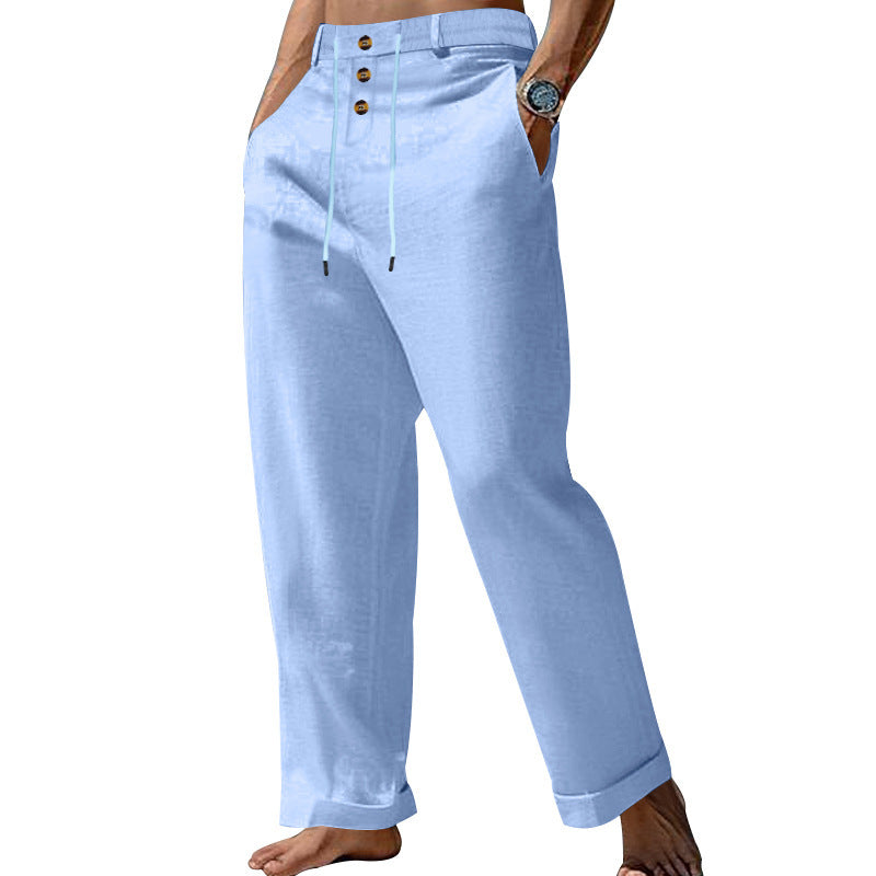Casual summer pants for men with elastic waistband and practical button design Chic und Stil