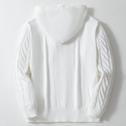 Pull à capuche en tricot pour hommes avec motif de tresses texturé Chic und Stil