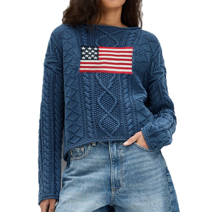 Pull en tricot pour femmes avec design drapeau américain Chic und Stil