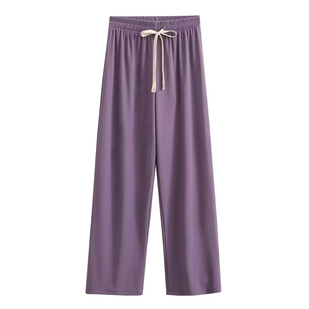 Wide palazzo pants for ladies with elastic waistband and decorative cord Chic und Stil
