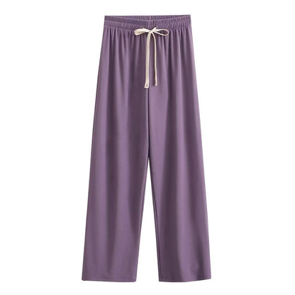 Wide palazzo pants for ladies with elastic waistband and decorative cord Chic und Stil
