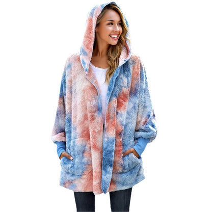 Dame veste en teddy douillette avec capuche et grandes poches Chic und Stil