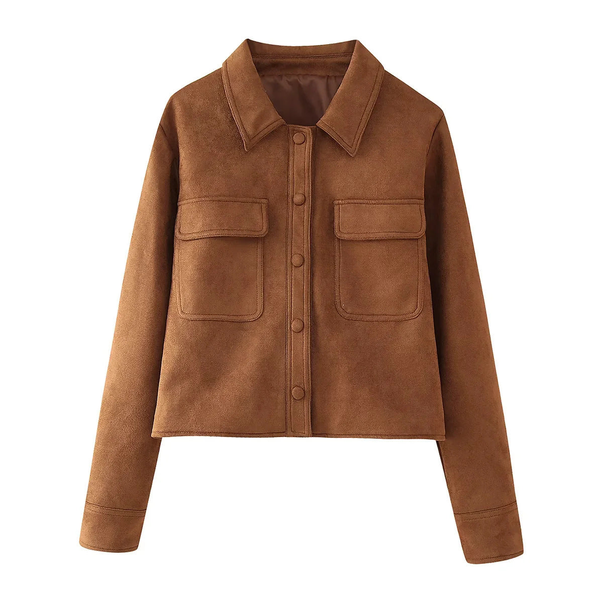 Short jacket for women in suede imitation with practical pockets and elegant collar Chic und Stil