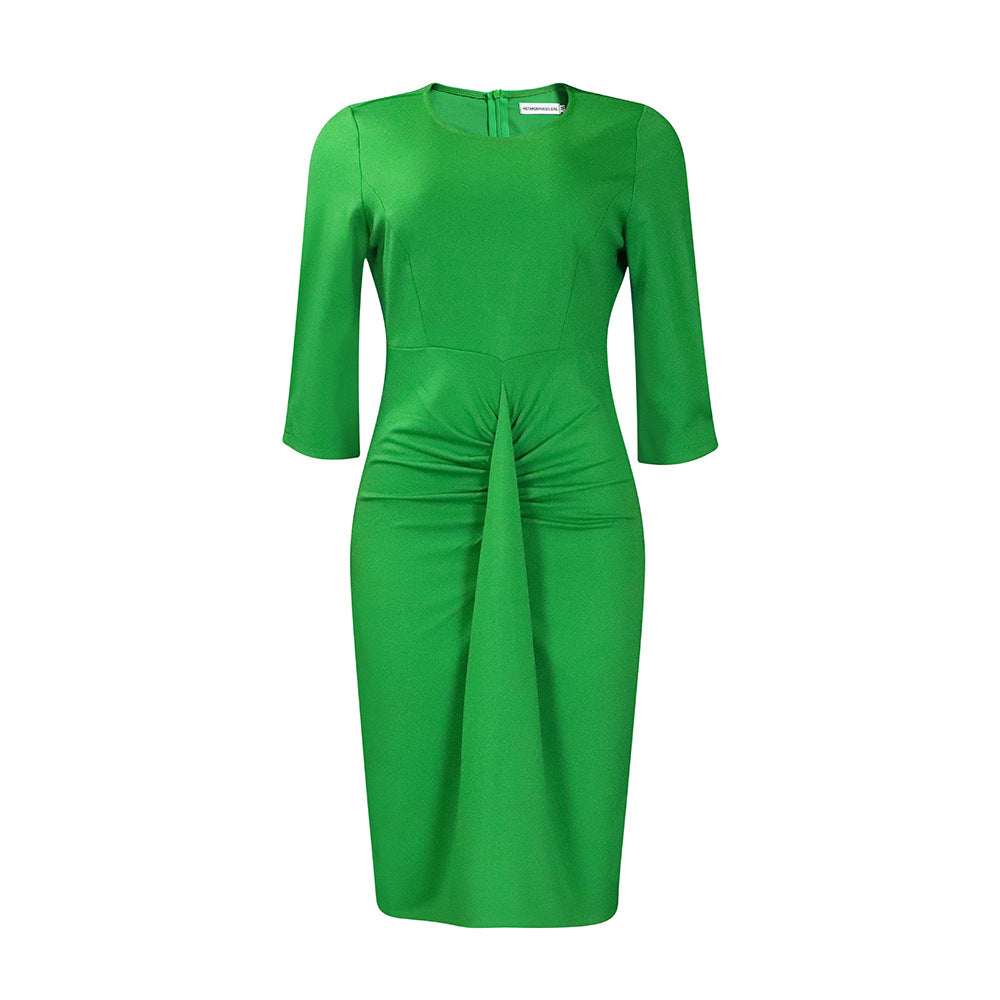 Robe ajustée pour femmes avec plis et manches 3/4 Chic und Stil