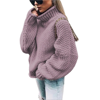 Pull femme en tricot épais avec col montant et coupe décontractée Chic und Stil