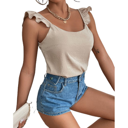 Dames Élégant Haut avec Détails Volants Chic und Stil