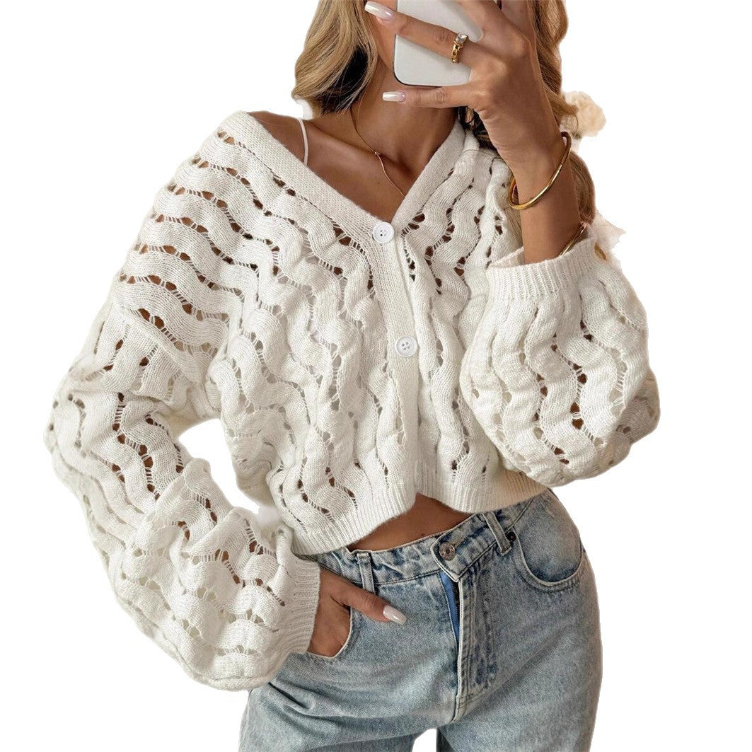 Pull en tricot pour femmes avec un motif de trou unique et une coupe décontractée Chic und Stil