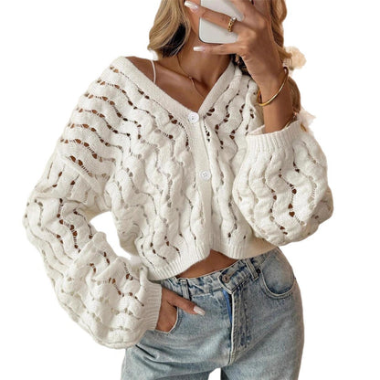 Pull en tricot pour femmes avec un motif de trou unique et une coupe décontractée Chic und Stil