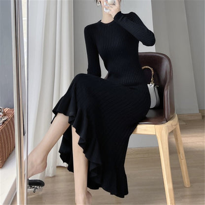 Robe en tricot pour femmes avec une élégante structure en côtes et un ourlet fluide Chic und Stil