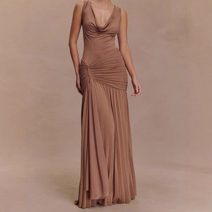 Robe maxi élégante pour dames avec des drapés raffinés et une coupe près du corps Chic und Stil