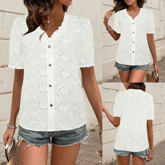 Chemisier en coton brodé Chic und Stil pour femmes