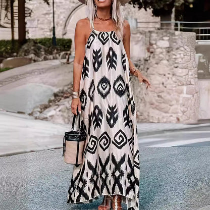 Robe maxi aérienne pour femmes avec un élégant motif ethnique Chic und Stil