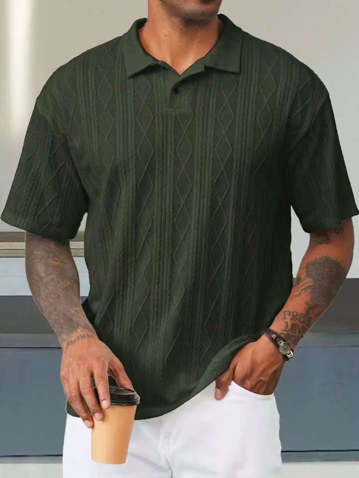 Men's Leisure Short Sleeve Textured Polo Chic and Style