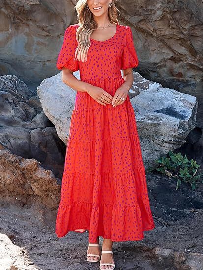 Robe maxi pour femme avec ourlet fluide et motif floral Chic und Stil