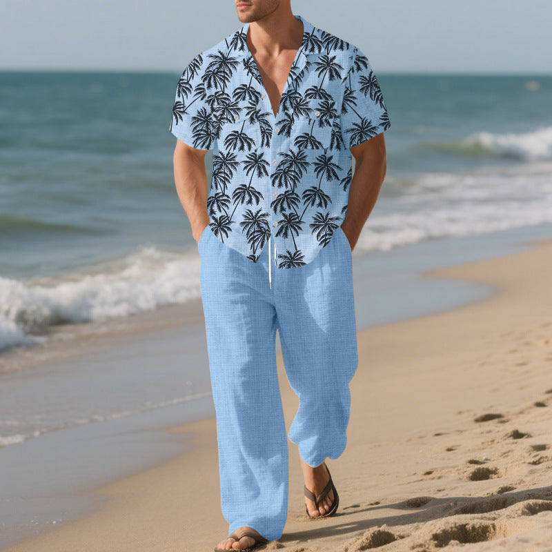 Casual men's outfit with tropical print and comfortable pants Chic and Style