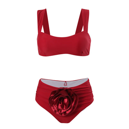 Bikini taille haute pour femme avec décor floral et larges bretelles Chic und Stil