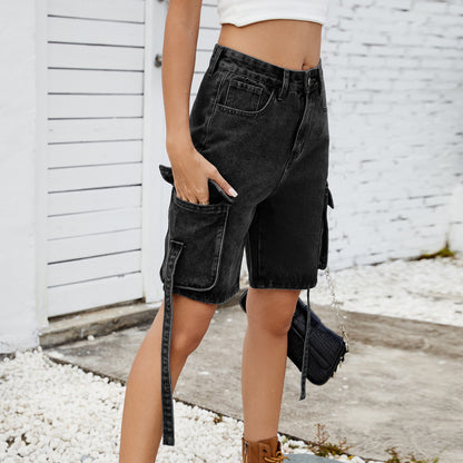 Shorts cargo femmes en taille haute décontractée avec poches latérales pratiques Chic und Stil