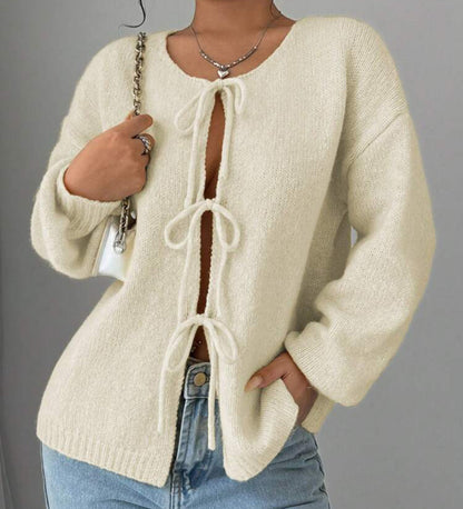 Pull en tricot oversize pour femmes avec détail de lacet décoratif Chic und Stil