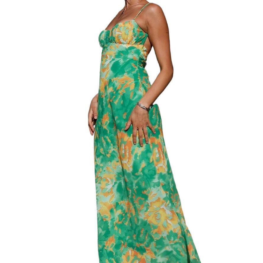 Robe Maxi Fleur Damen avec ourlet volants Chic und Stil